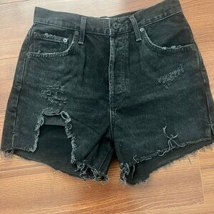Agolde Dee Black Distressed Jean Shorts High-Waisted - Seeker